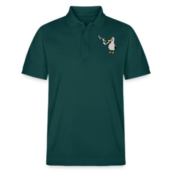 Kiffer Möwe Hanf rauchen - Stanley/Stella Unisex Bio-Poloshirt PREPSTER - Glasiertes Grün - Vorne - Roxy (174cm) & Andy (188cm)