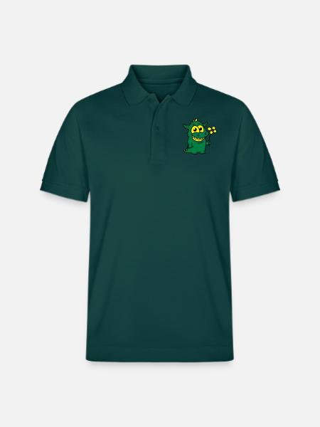 Dragon with Flower - Stanley/Stella Unisex Organic Polo Shirt PREPSTER - glazed green