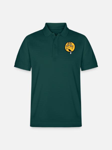 gesicht comic cartoon kreis rund erschoepft sonne - Stanley/Stella Unisex Bio-Poloshirt PREPSTER - Glasiertes Grün