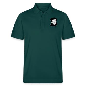 Martin Luther Portrait - Stanley/Stella Unisex Bio-Poloshirt PREPSTER - Glasiertes Grün - Vorne - Roxy (174cm) & Andy (188cm)