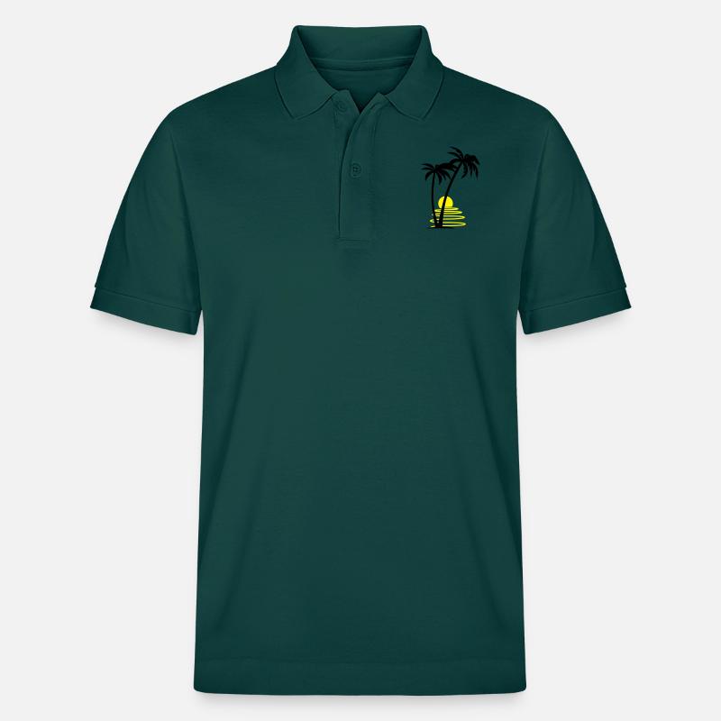 Palmiers avec soleil - Polo PREPSTER bio Stanley/Stella Unisexe - vert vitré