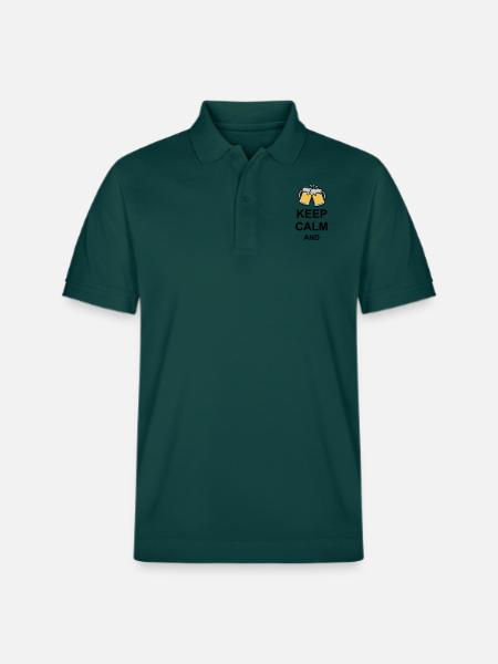 Keep Calm Beer Text - Stanley/Stella Unisex Organic Polo Shirt PREPSTER - glazed green