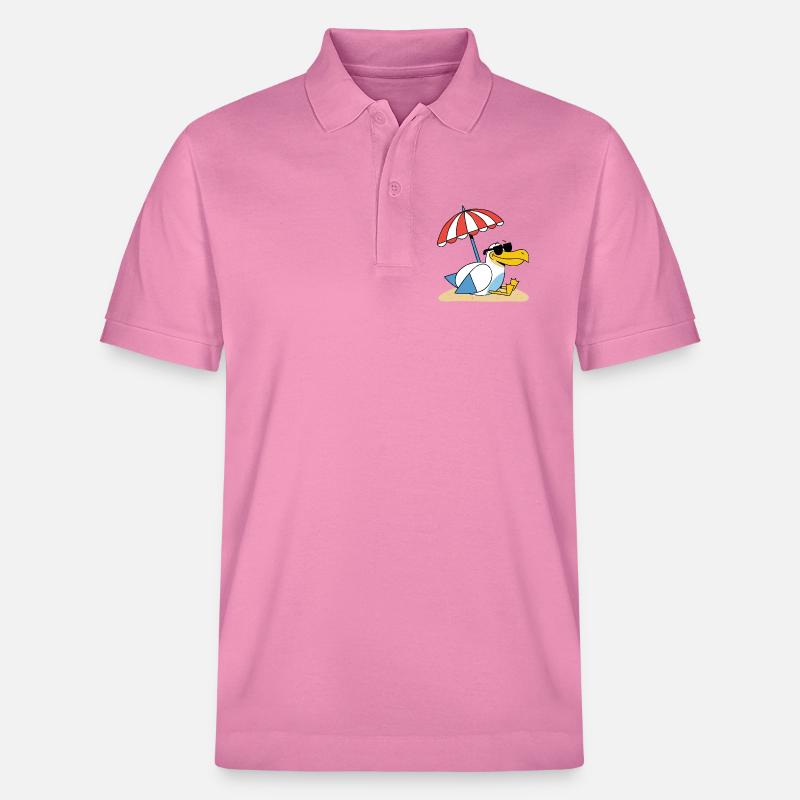 Mouette de plage ensoleillée avec parapluie - Polo PREPSTER bio Stanley/Stella Unisexe - rose bulle
