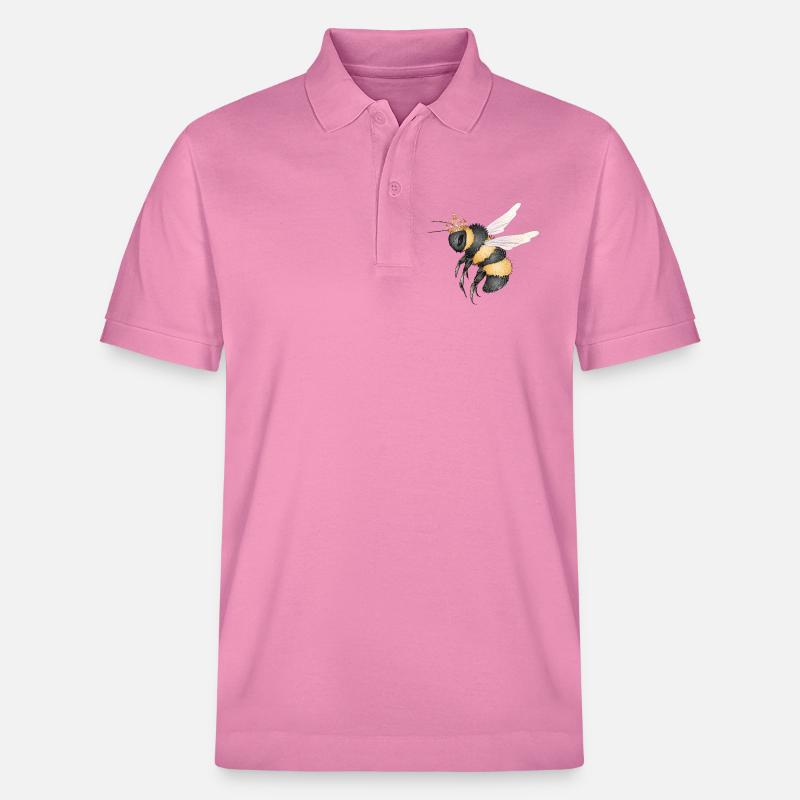 Zeichnung einer fliegenden Hummel mit Krone - Stanley/Stella Unisex Bio-Poloshirt PREPSTER - Blasenrosa