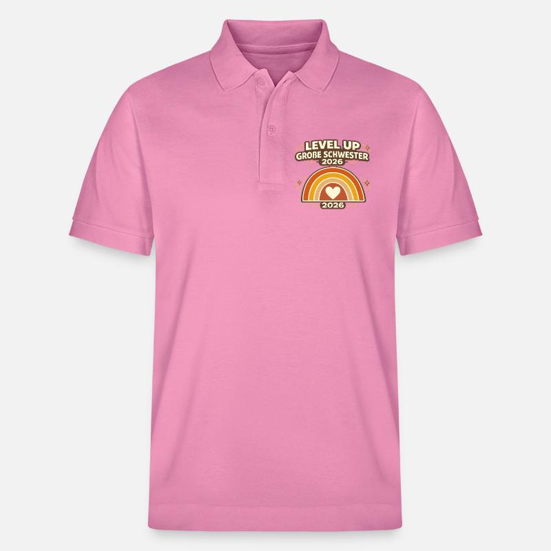 Level Up große Schwester 2026 Regenbogen - Stanley/Stella Unisex Bio-Poloshirt PREPSTER - Blasenrosa
