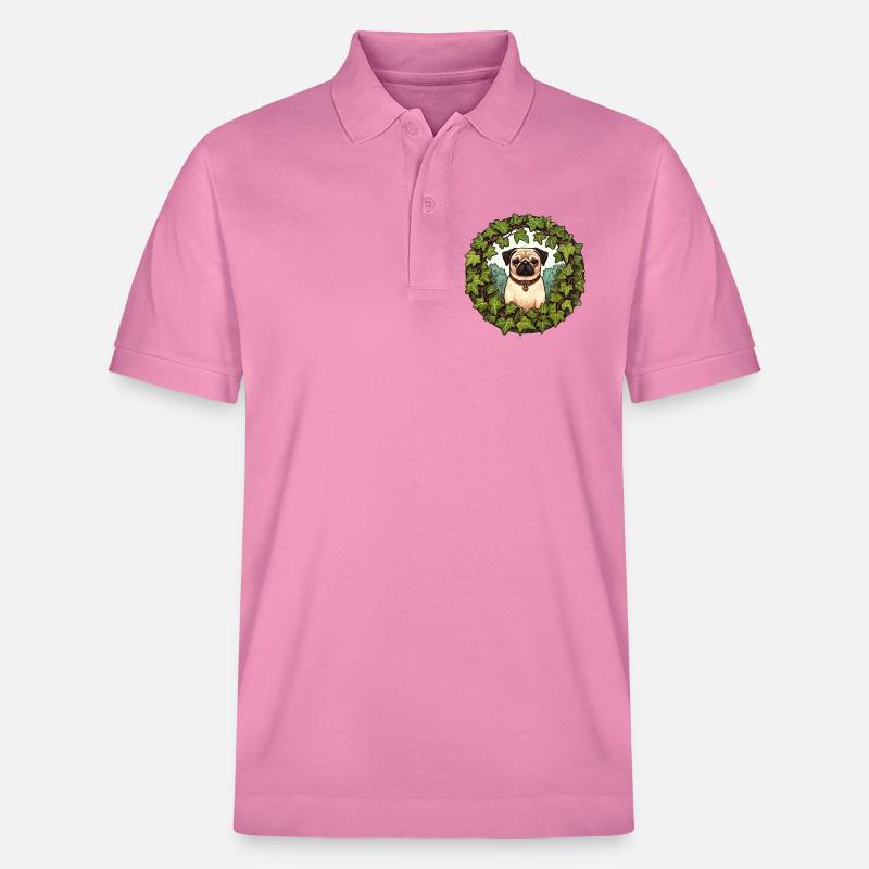 Mops im Efeukranz - Stanley/Stella Unisex Bio-Poloshirt PREPSTER - Blasenrosa