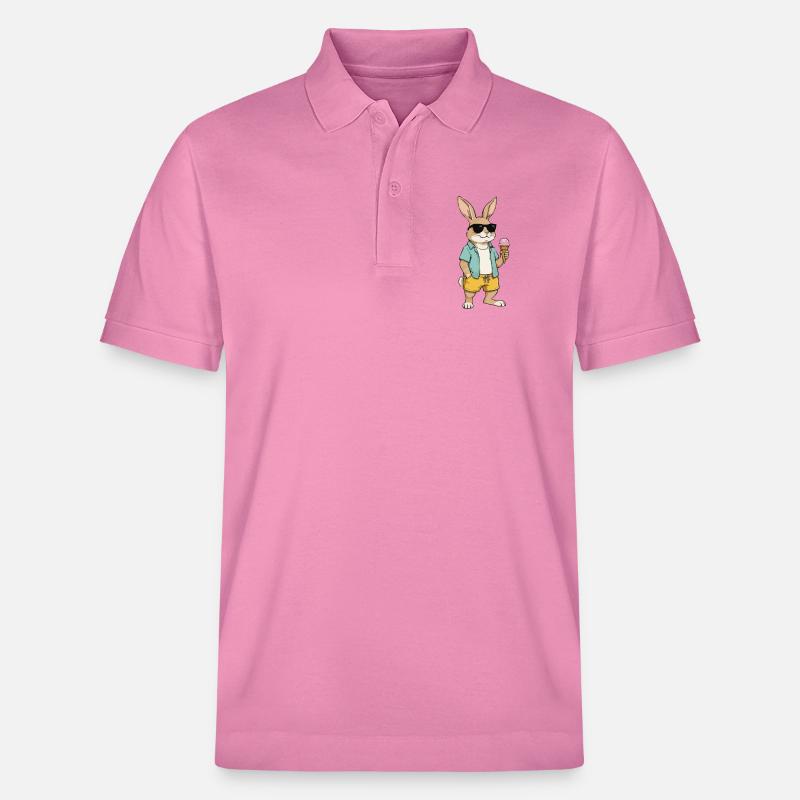 Sonnen Hase mit Eis am Strand - Stanley/Stella Unisex Bio-Poloshirt PREPSTER - Blasenrosa