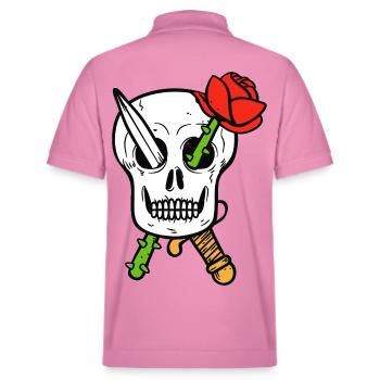 Art punk de Skull Rose à la guitare - Polo PREPSTER bio Stanley/Stella Unisexe - rose bulle - Dos - Andy (188cm)