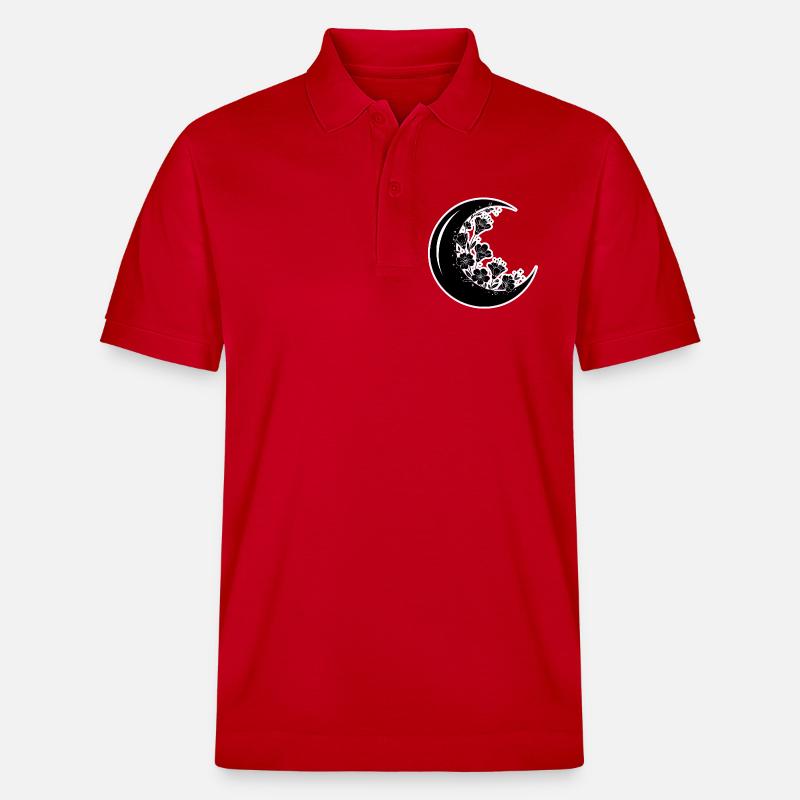 Blumen Mondphase Illustration - Stanley/Stella Unisex Bio-Poloshirt PREPSTER - Rot