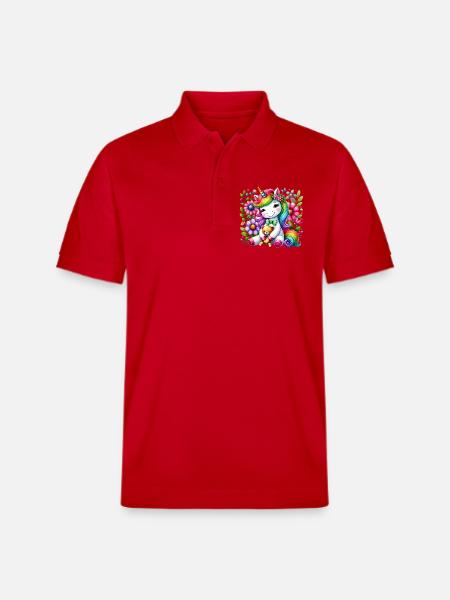 Regenbogen Einhorn Blumentraum - Stanley/Stella Unisex Bio-Poloshirt PREPSTER - Rot