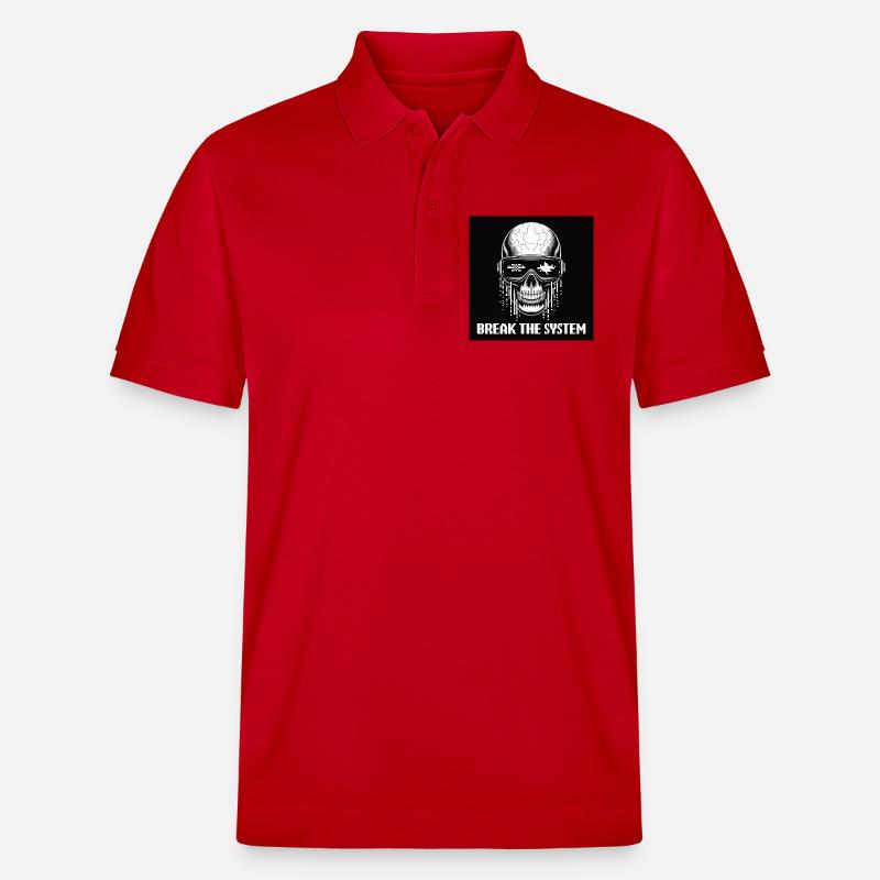 Cyberpunk Schädel zerstört das System - Stanley/Stella Unisex Bio-Poloshirt PREPSTER - Rot