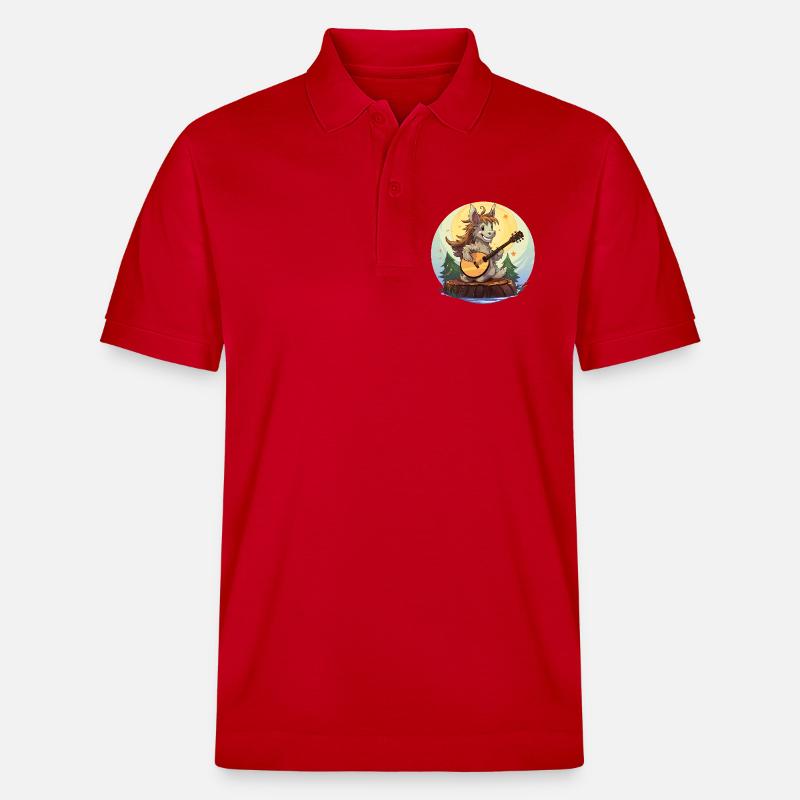 Guitariste de Moonlight Donkey - Polo PREPSTER bio Stanley/Stella Unisexe - rouge