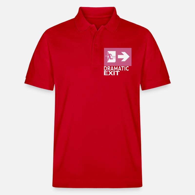 Dramatic Exit Funny Statement Minimal Graphic - Stanley/Stella Unisex Organic Polo Shirt PREPSTER - red