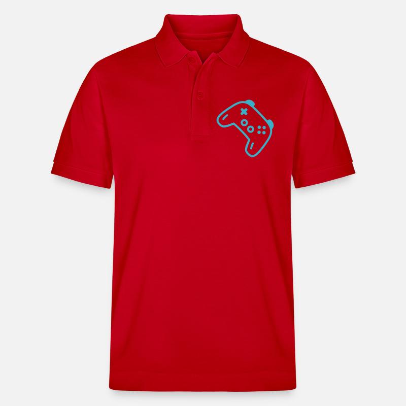 Turquoise controller silhouette - Stanley/Stella Unisex Organic Polo Shirt PREPSTER - red
