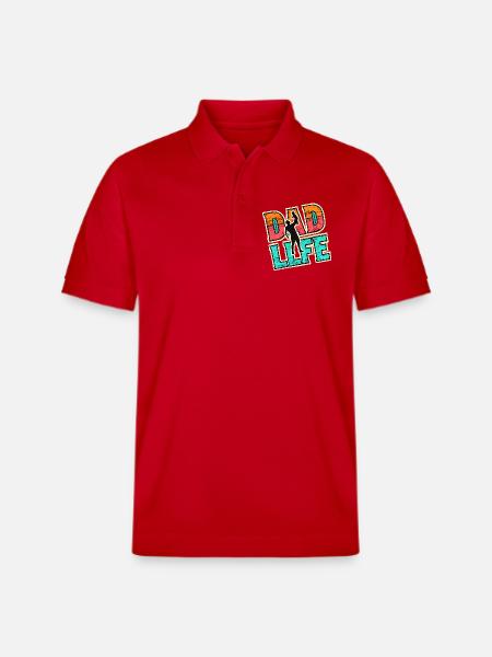 Dad Life, Fathers Gift - Stanley/Stella Unisex Organic Polo Shirt PREPSTER - red