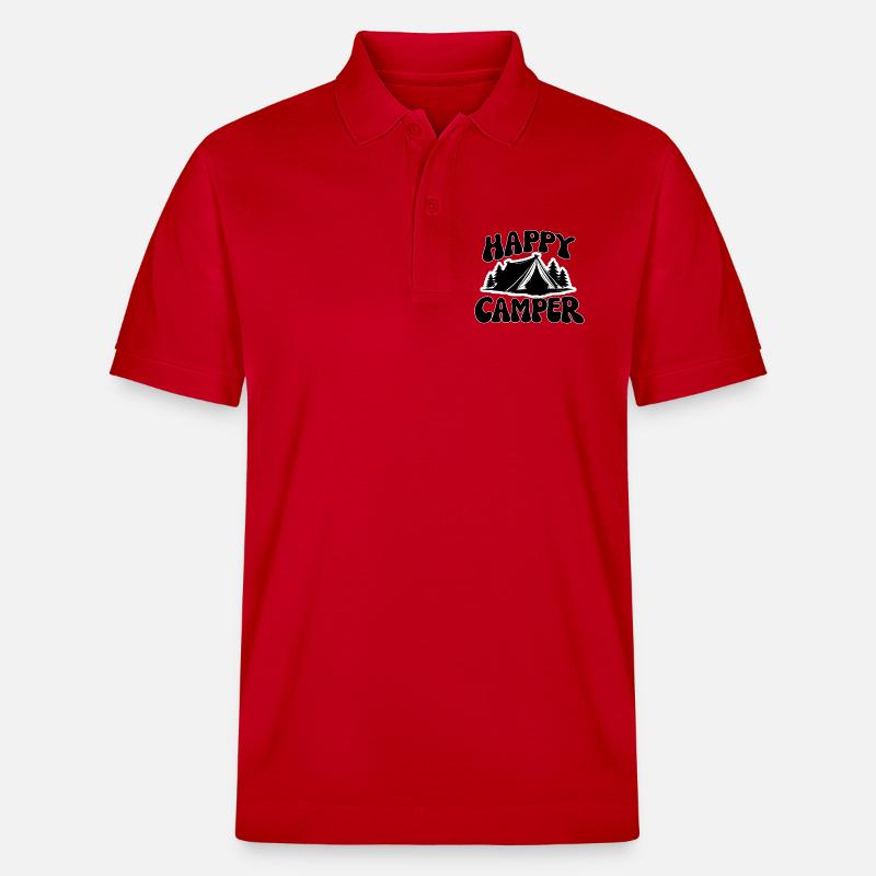 Fröhlicher Camper Zeltszene - Stanley/Stella Unisex Bio-Poloshirt PREPSTER - Rot