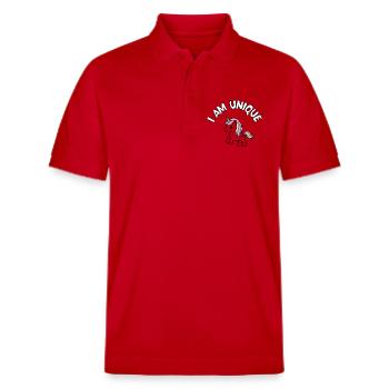 I'm a unique unicorn - Stanley/Stella Unisex Organic Polo Shirt PREPSTER - red - Front - Roxy (174cm) & Andy (188cm)
