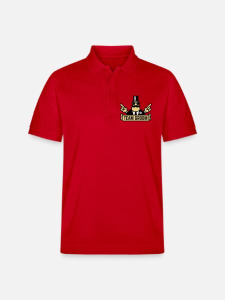 Team Groom (Pointing Stag Night Bachelor Party 3C) - Stanley/Stella Unisex Organic Polo Shirt PREPSTER - red