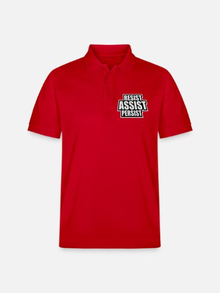 Resist Assist Persist Activism Motivation Logo - Stanley/Stella Unisex Organic Polo Shirt PREPSTER - red