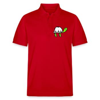 Schildkröte langer Hals lächelt glücklich lustig - Stanley/Stella Unisex Bio-Poloshirt PREPSTER - Rot - Vorne - Roxy (174cm) & Andy (188cm)