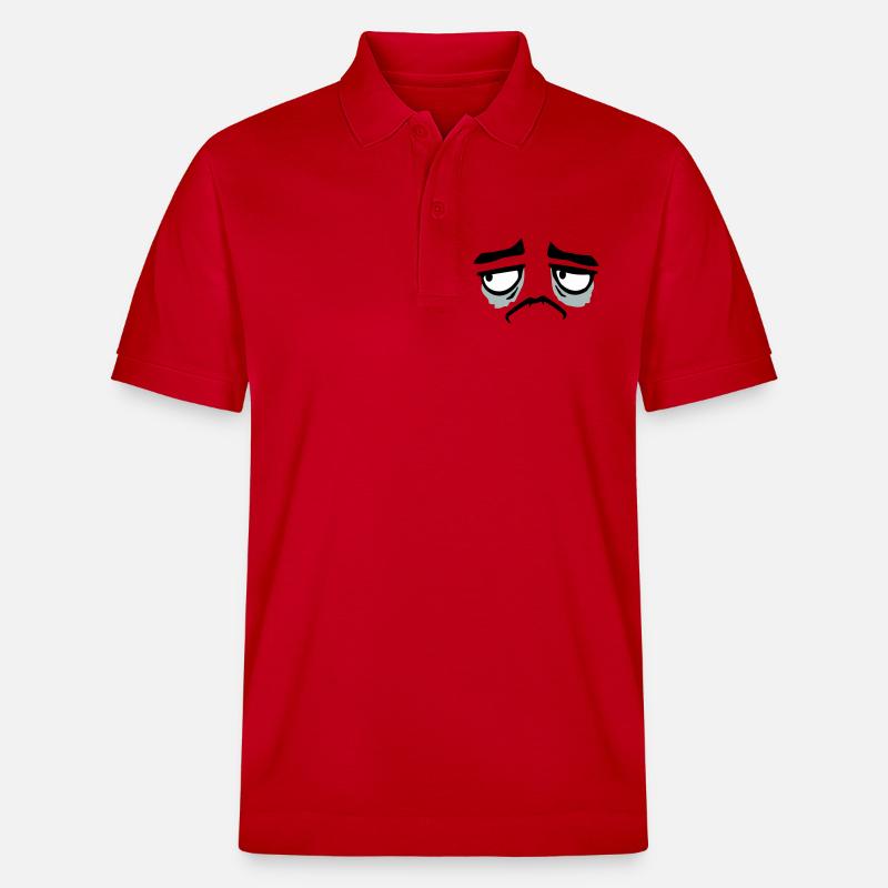 Grumpy sad disappointed face funny - Stanley/Stella Unisex Organic Polo Shirt PREPSTER - red
