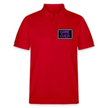 Game Over Shield Rétro Gamer - Polo PREPSTER bio Stanley/Stella Unisexe - rouge - Devant - Roxy (174cm) & Andy (188cm)
