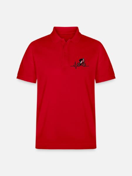 Rennrad Herzschlag EKG - Stanley/Stella Unisex Bio-Poloshirt PREPSTER - Rot