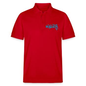 Abstract Lagos Graffiti Design - Stanley/Stella Unisex Organic Polo Shirt PREPSTER - red - Front - Roxy (174cm) & Andy (188cm)