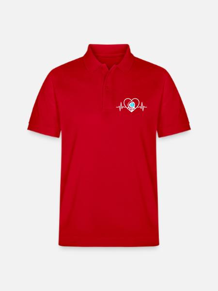 Astronaut Heart Cosmos Space Helmet - Stanley/Stella Unisex Organic Polo Shirt PREPSTER - red