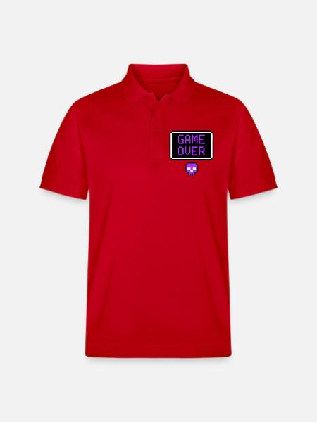 Game Over Skull Pixel Art - Stanley/Stella Unisex Organic Polo Shirt PREPSTER - red