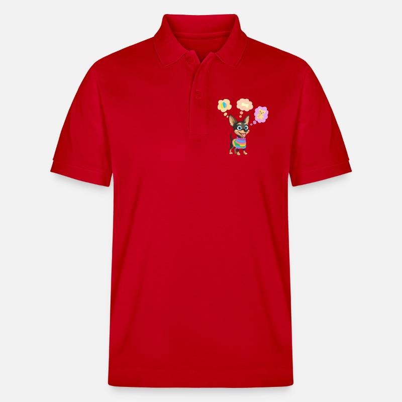 Süßer Hund im Regenbogenpullover für Kinder - Stanley/Stella Unisex Bio-Poloshirt PREPSTER - Rot