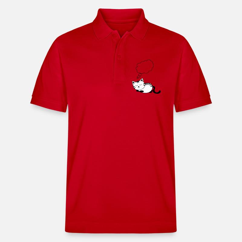 Katze KätzchenTier Comic personalisierbar Geschenk - Stanley/Stella Unisex Bio-Poloshirt PREPSTER - Rot