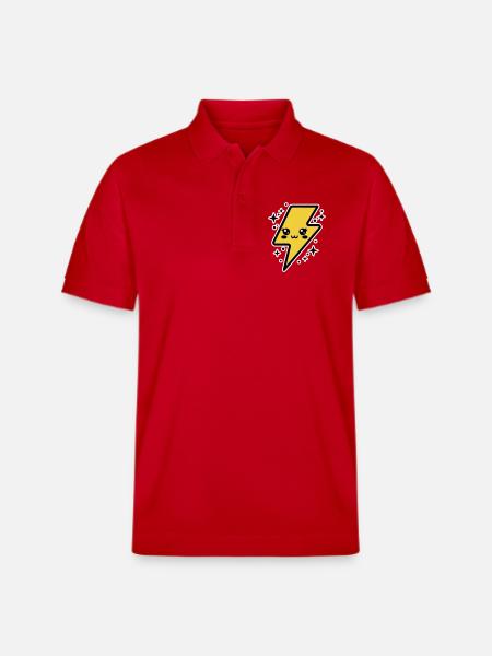 Entzückender Blitz mit Kawaii-Gesicht - Stanley/Stella Unisex Bio-Poloshirt PREPSTER - Rot