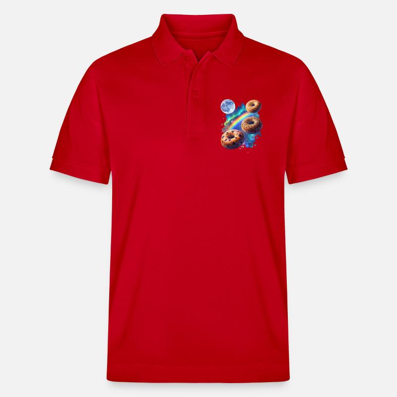 Kosmische Donuts über Regenbogenraum - Stanley/Stella Unisex Bio-Poloshirt PREPSTER - Rot
