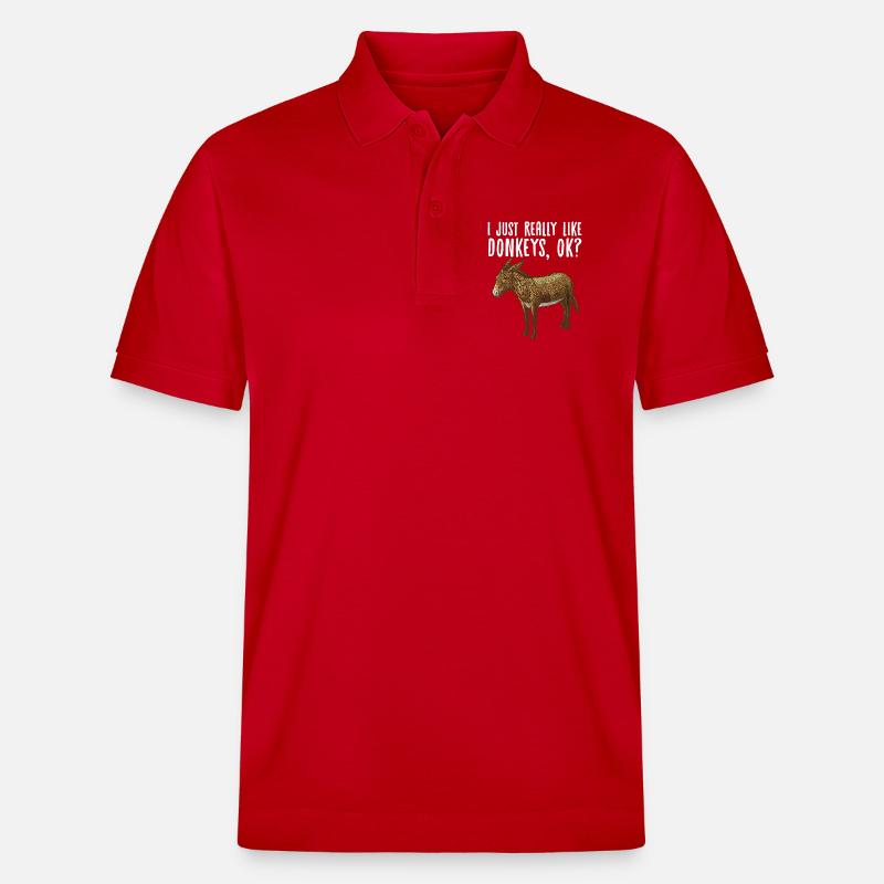 Verspieltes Esel-Grafik-Tee - Stanley/Stella Unisex Bio-Poloshirt PREPSTER - Rot