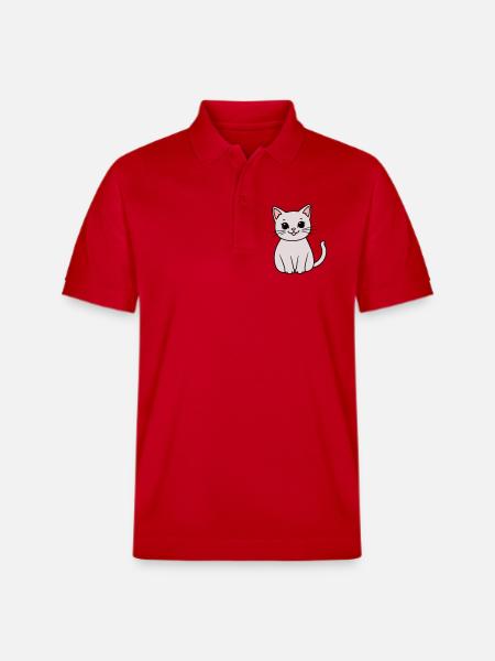 gray kitten - Stanley/Stella Unisex Organic Polo Shirt PREPSTER - red