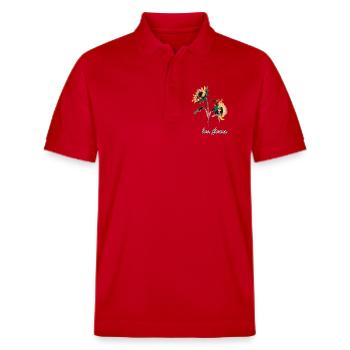 Sunflower Brushstroke Les Fleurs - Stanley/Stella Unisex Organic Polo Shirt PREPSTER - red - Front - Roxy (174cm) & Andy (188cm)