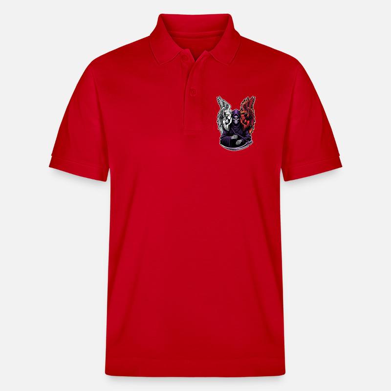 Sensenmann mit Engel und Dämon - Stanley/Stella Unisex Bio-Poloshirt PREPSTER - Rot