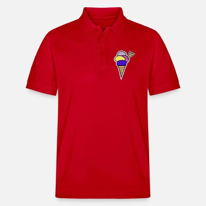 Eiswaffel Eiscreme Eis Kinder Retro - Stanley/Stella Unisex Organic Polo Shirt PREPSTER - red