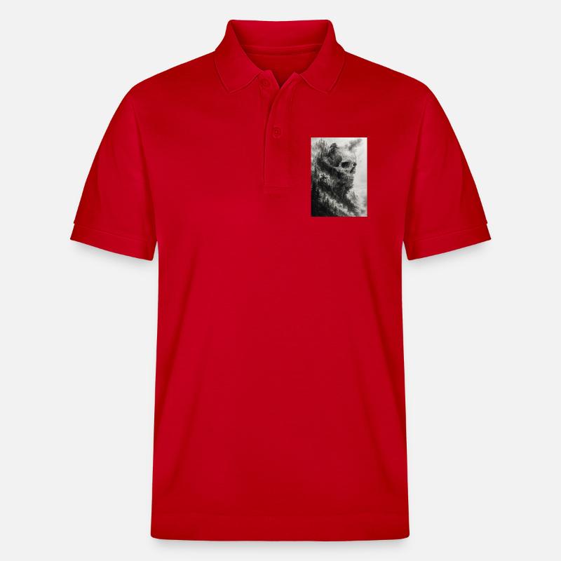 Unheimliche Waldschädel-Illustration - Stanley/Stella Unisex Bio-Poloshirt PREPSTER - Rot