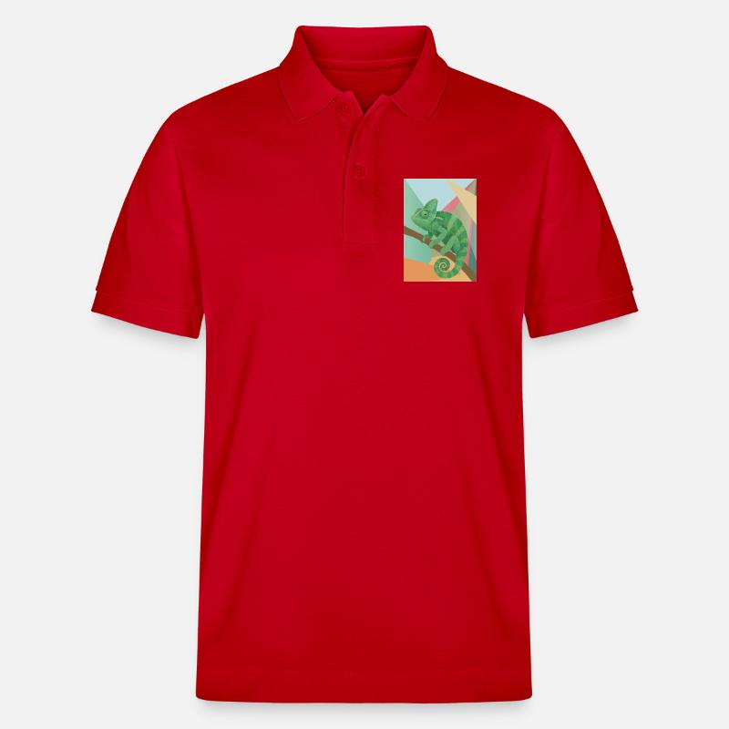 Style géométrique du Caméléon Vert - Polo PREPSTER bio Stanley/Stella Unisexe - rouge