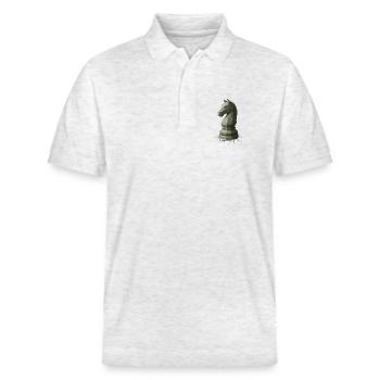 Low Poly Schach Springer Design - Stanley/Stella Unisex Bio-Poloshirt PREPSTER - Weiß meliert - Vorne - Roxy (174cm) & Andy (188cm)