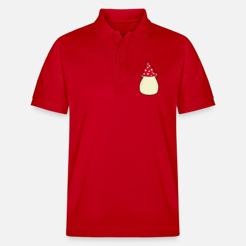 Mushroom Toadstool Pattern Personalizable Gift - Stanley/Stella Unisex Organic Polo Shirt PREPSTER - red