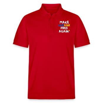 Free Ukraine - Stanley/Stella Unisex Organic Polo Shirt PREPSTER - red - Front - Roxy (174cm) & Andy (188cm)