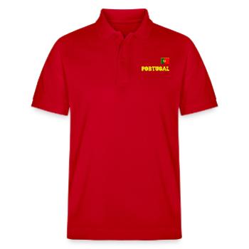 PORTUGAL jersey look with flag flag of the chest - Stanley/Stella Unisex Organic Polo Shirt PREPSTER - red - Front - Roxy (174cm) & Andy (188cm)