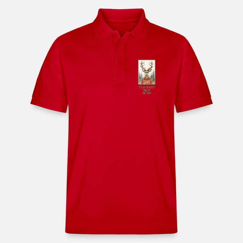 Lustiges Rentier im Weihnachtspullover - Stanley/Stella Unisex Bio-Poloshirt PREPSTER - Rot