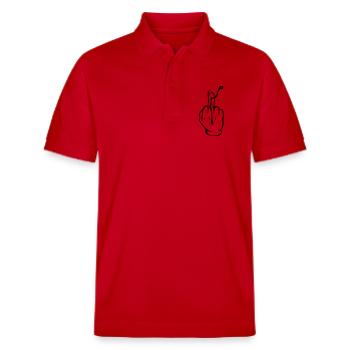 Pour une vraie paix et tranquillité au bord de l’eau ! - Chemise de pêcheur ! - Polo PREPSTER bio Stanley/Stella Unisexe - rouge - Devant - Roxy (174cm) & Andy (188cm)