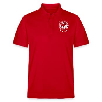 Portrait de jaguar « Le chat de la jungle » en blanc - Polo PREPSTER bio Stanley/Stella Unisexe - rouge - Devant - Roxy (174cm) & Andy (188cm)