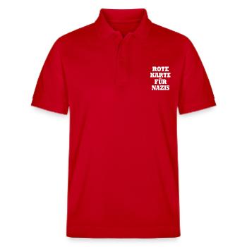 Rote karte für nazis - Stanley/Stella Unisex Bio-Poloshirt PREPSTER - Rot - Vorne - Roxy (174cm) & Andy (188cm)