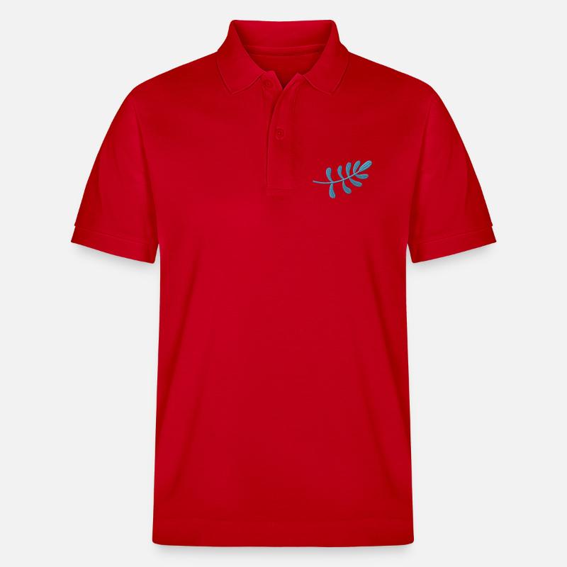 Hellblaues Blatt bestickt - Stanley/Stella Unisex Bio-Poloshirt PREPSTER - Rot